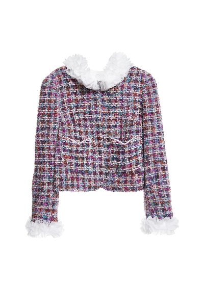 層次荷葉造型花呢紗外套