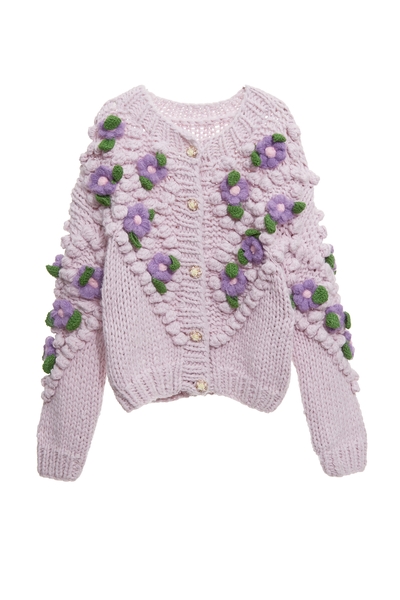 粉紅雪糕色粗針針織外套