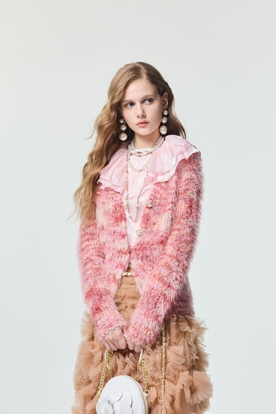 玫瑰可露麗閃光針織外套