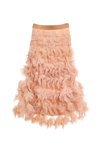 淺焦糖色立體摺飾式長裙