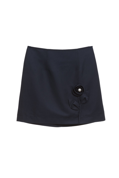 暮色藍手工花短裙