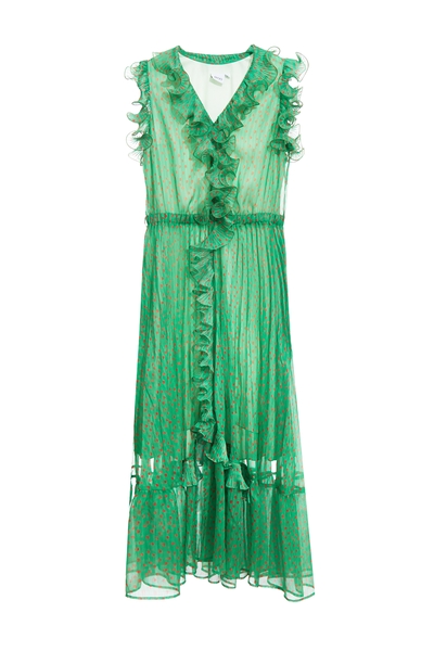 落日珊瑚點點雪紡禮服洋裝