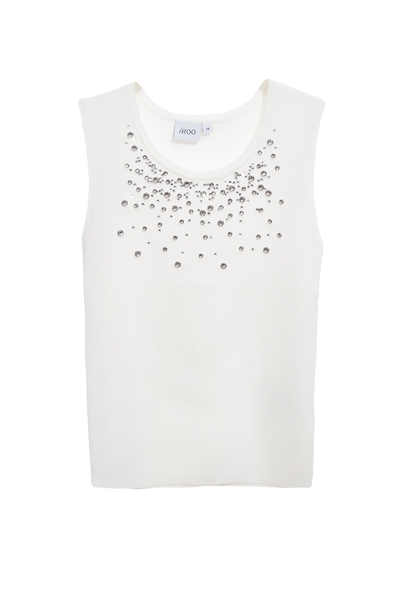 綴閃亮鑽飾針織背心