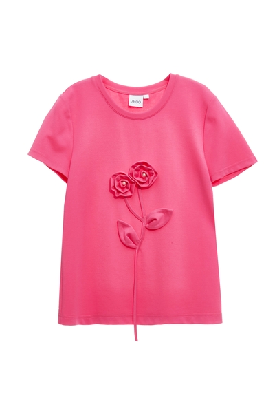 羽紫紅色花朵T恤上衣