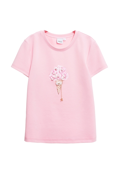 玫瑰石英粉甜筒Ｔ恤上衣
