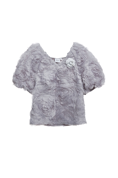 薄暮灰玫瑰花上衣