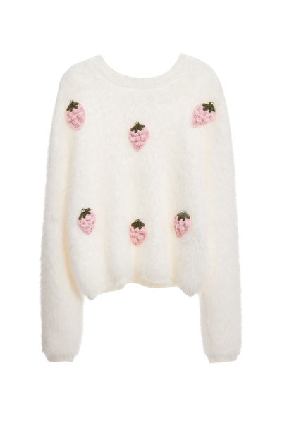 綴鑽草莓針織上衣