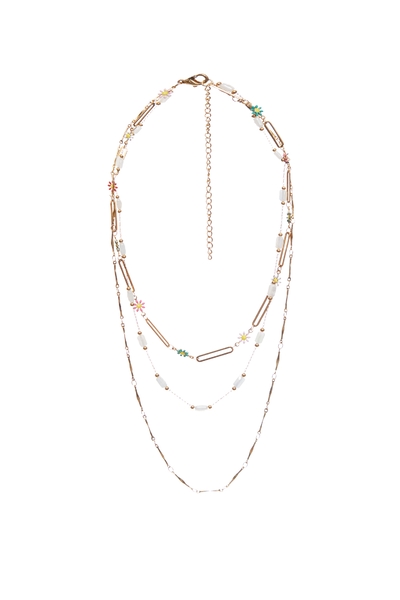 繽紛花朵水鑽多層次細鍊