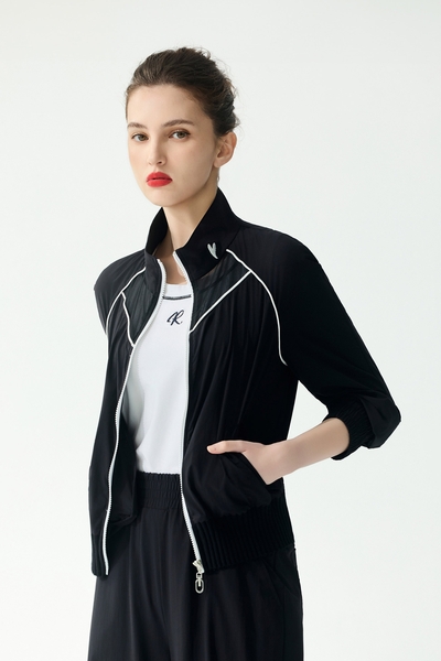 拼接透視網紗膠原蛋白外套