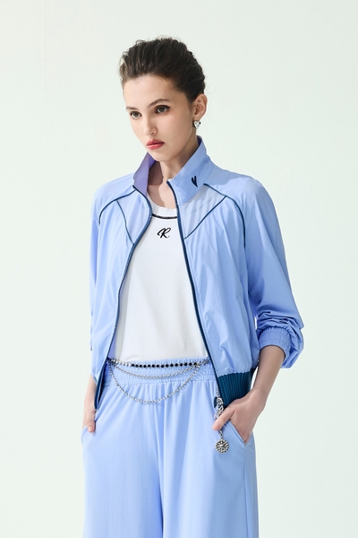 拼接透視網紗膠原蛋白外套