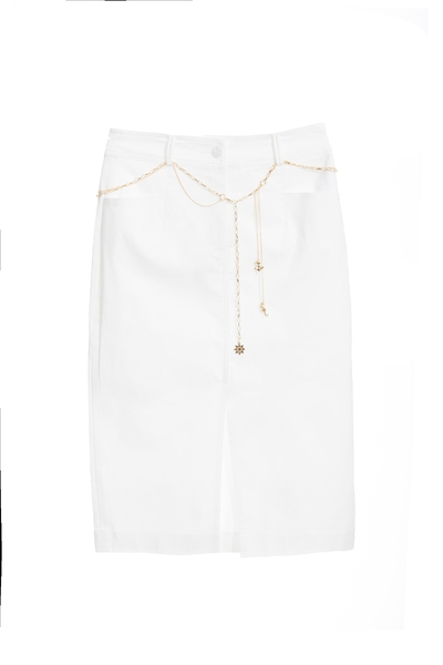 氣質前開衩包臀中長裙