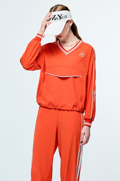 彩虹衣膠原蛋白V領撞色上衣